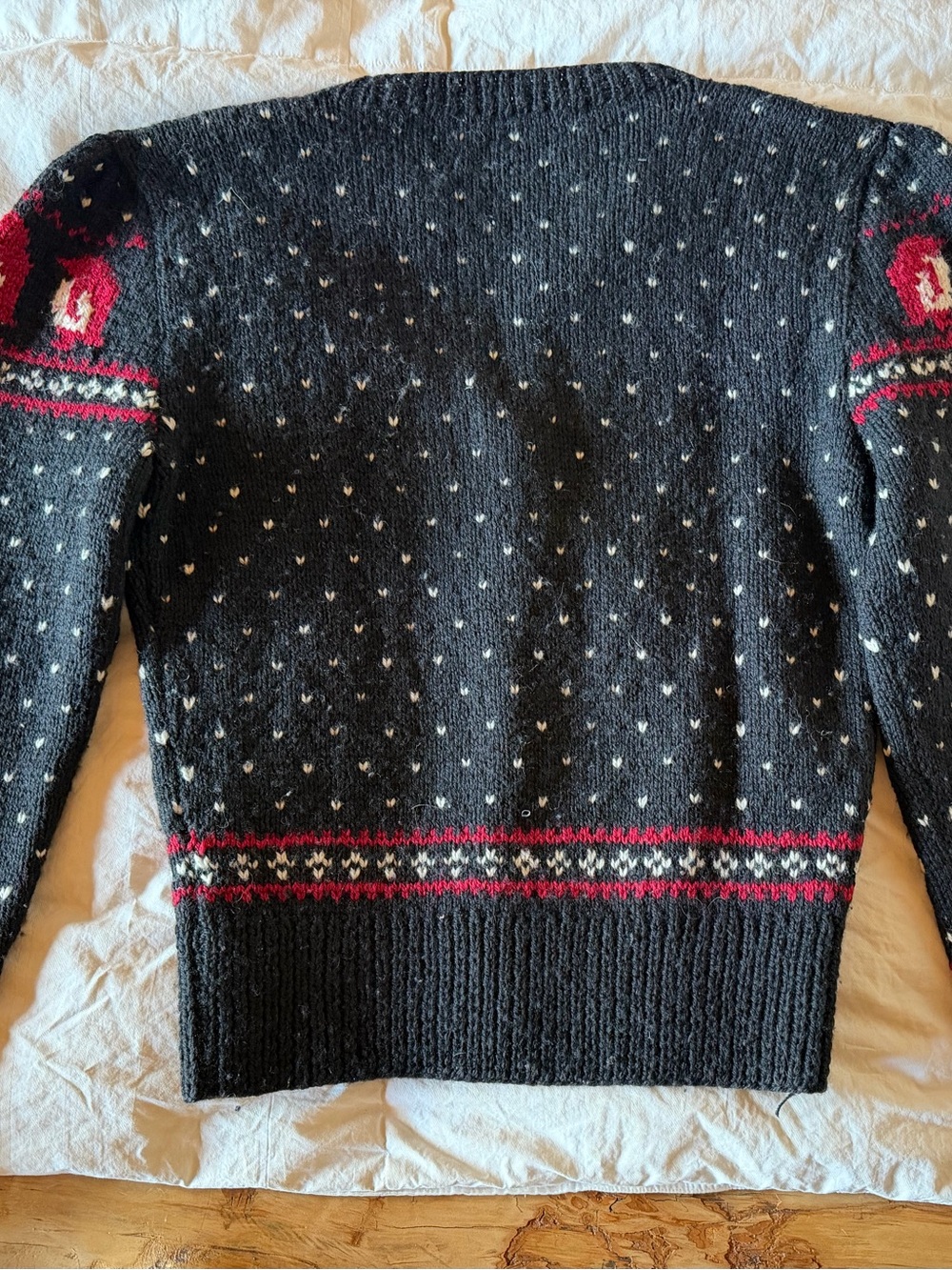 J.McLaughlin Black Penguin HandKnit Cardigan with Red Accents - Picture 4 of 5